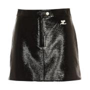 Courrèges Svart Vinyl Mini Kjol Black, Dam