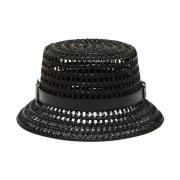 Max Mara Svart Uccio Cloche Hat med M Monogram Black, Dam