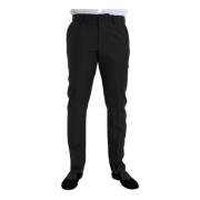 Dolce & Gabbana Svarta Ull Slim Fit Kjolbyxor Black, Herr