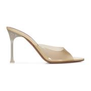 Amina Muaddi Beige Sandaler med Plexi Klack Beige, Dam