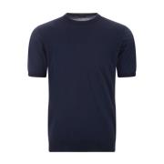 Kiton Blå Bomullstickad Crew Neck T-shirt Blue, Herr