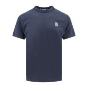 Stone Island Blå Ss24 T-shirt med Patch Logo Blue, Herr