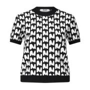 Msgm Mwave T-shirt med M-Print Black, Dam