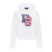Dsquared2 Grafiskt Tryck Cool Fit Hoodie White, Dam
