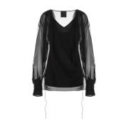 Givenchy Svart Siden Draperad Skjorta Black, Dam