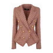 Balmain Elegant Nude Fonce Tweed Blazer Brown, Dam