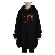 Dsquared2 Svart Logo Print Bomull Hoodie Sweatshirt Black, Dam