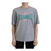 Dsquared2 Logo Bomull Crewneck Tee Kortärmad Gray, Dam