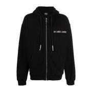 44 Label Group Svart Zip-Up Hoodie med Dragsko Black, Herr