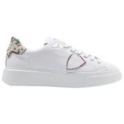 Philippe Model Låg Tempel Blommiga Sneakers Vit Rosa White, Dam