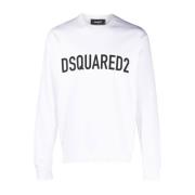 Dsquared2 Logo Sweatshirt Vit Bomull Crew Neck White, Herr