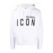 Dsquared2 Vit Logo Print Huvtröja Sweater White, Herr