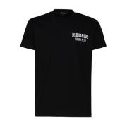 Dsquared2 Svart Logotyp Tryck Bomull T-shirt Black, Herr