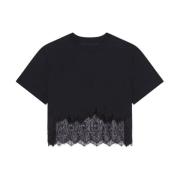 Givenchy Spets Cropped T-shirt Black, Dam