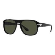 Persol Svart/Grå Grön Solglasögon Jean PO Black, Unisex