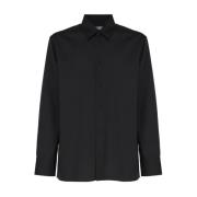 Jil Sander Italiensk Ullknappskjorta Carbon Black, Herr