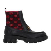 Gucci Svarta Läder Ankelboots med Horsebit Detalj Black, Herr