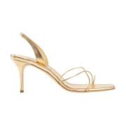 Manolo Blahnik Gulnappa Läder Stilettklack Sandal Yellow, Dam