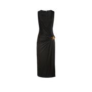 Versace Ärmelös Viskosklänning med V-ringning Black, Dam