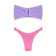 Reina Olga Strapless Bikini Set med Metall Detaljer Purple, Dam