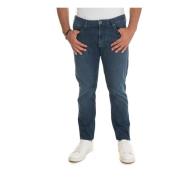 Emporio Armani Stone Washed Denim Jeans med Top Zip Blue, Herr