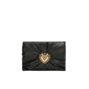 Dolce & Gabbana Mjuk Svart Läder Devotion Clutch med Guldspänne Black,...