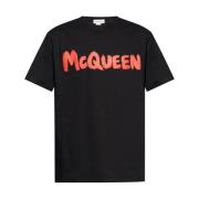 Alexander McQueen Logo Print Crew Neck T-shirt Black, Herr