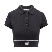 Alexander Wang Crop Fit Polo Shirt Cheerleader Style Black, Dam