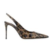 Dolce & Gabbana Tryckta Läderpumps 11 cm Klack Brown, Dam