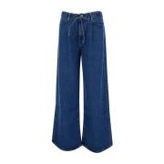 Frame Wide Leg Drawstring Jeans Blue, Dam