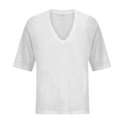 Alchemist Linne V-ringad T-shirt - Naturlig Glans White, Dam
