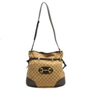 Gucci Vintage Pre-owned Canvas axelremsvskor Beige, Dam