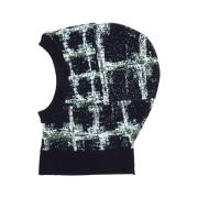 Henrik Vibskov Abstrakt Print Balaclava Svart Shibori Rutor Multicolor...