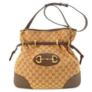 Gucci Vintage Pre-owned Canvas axelremsvskor Beige, Dam