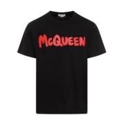 Alexander McQueen Svart Röd T-Shirt 0512 Black, Herr