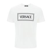 Versace Broderad Logotyp T-Shirt White, Herr