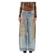 Acne Studios Vintage Distressed Wide-Leg Jeans Blue, Dam