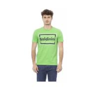 Baldinini Grön Bomull T-shirt med Snygg Tryck Green, Herr