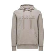 Moncler Beige Logo Hoodie Bomullsfleece Beige, Herr