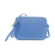 Baldinini Flätad läderkamera Crossbody-väska Blue, Dam