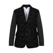 Comme des Garçons Svart Ull Jacquard Jacka Black, Dam