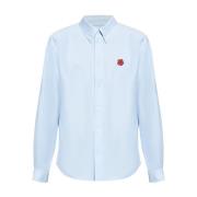 Kenzo Blå Poplin Broderad Skjorta Blue, Herr