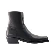 Versace Svarta Läder Ankelboots Black, Herr