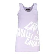 Cavalli Class Lila Bomull Tank Top med Tryck Purple, Dam