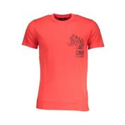 Cavalli Class Tryck Logo Rund Hals T-Shirt Red, Herr