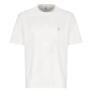 Brunello Cucinelli Vit Bomull T-shirt Crew Neck Kort Ärm White, Herr