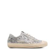 Golden Goose Glitter V-Star Sneakers Gray, Dam