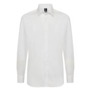 Boggi Milano Slim Fit Vit Pinpoint Bomull Skjorta White, Herr