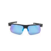 Oakley Svart Matt Rektangulära Solglasögon UV-Skyddande Blue, Unisex