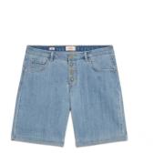 Oltre Stone Bleached Denim Shorts Regular-Fit Blue, Dam